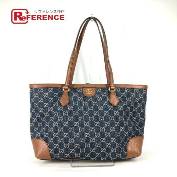 Gucci Ophidia GG Denim Tote Bag Blue - Picture 1 of 9